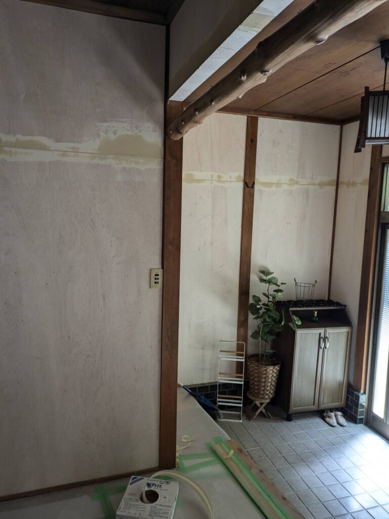 玄関のリフォーム施工途中