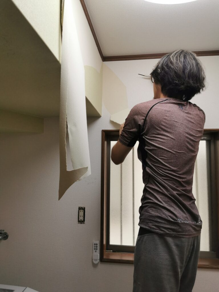 洗面所リフォームの施工途中2